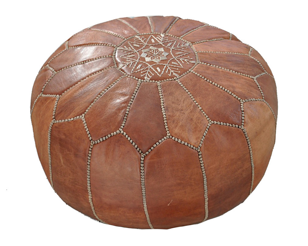 Moroccan Leather Pouf Natur EtnoDesign.se Unique & Handmade
